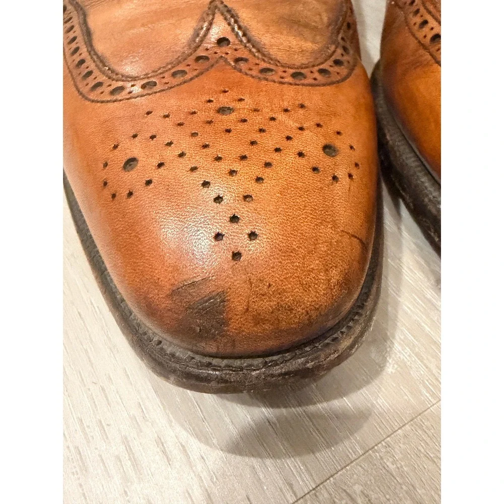 Peal & Co 9.5 D Brown Double Monk Strap Brogue Leather Made in England Heritage